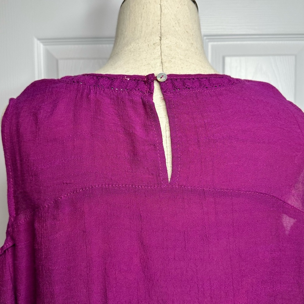 🌸UMGEE* Purple/Magenta Embroidered Cold Shoulder Blouse - Picture 8 of 10